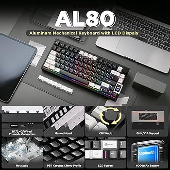 Yunzii AL80 メカニカルキーボード YUNZII AL80 QMK/VIA Aluminum LCD Mechanical Keyboard